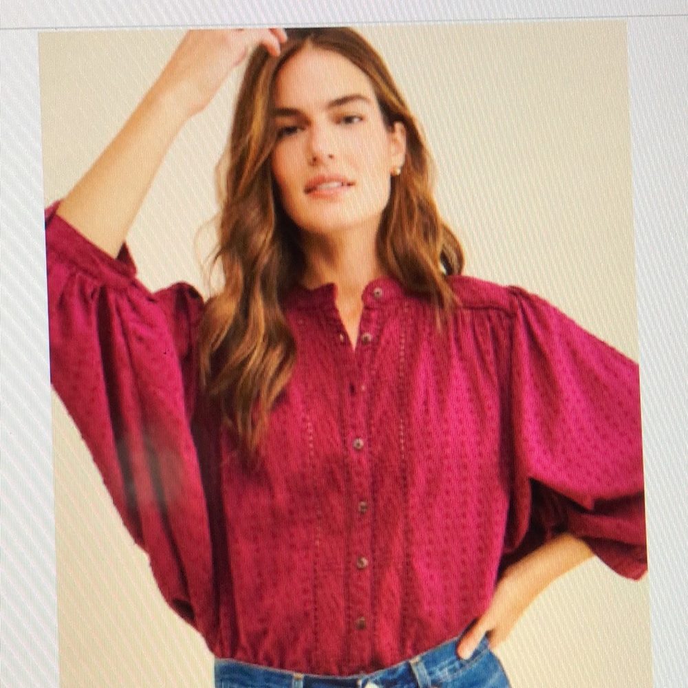 Anthropologie Pilcro & Letterpress Raspberry Tabi Buttondown Sz S